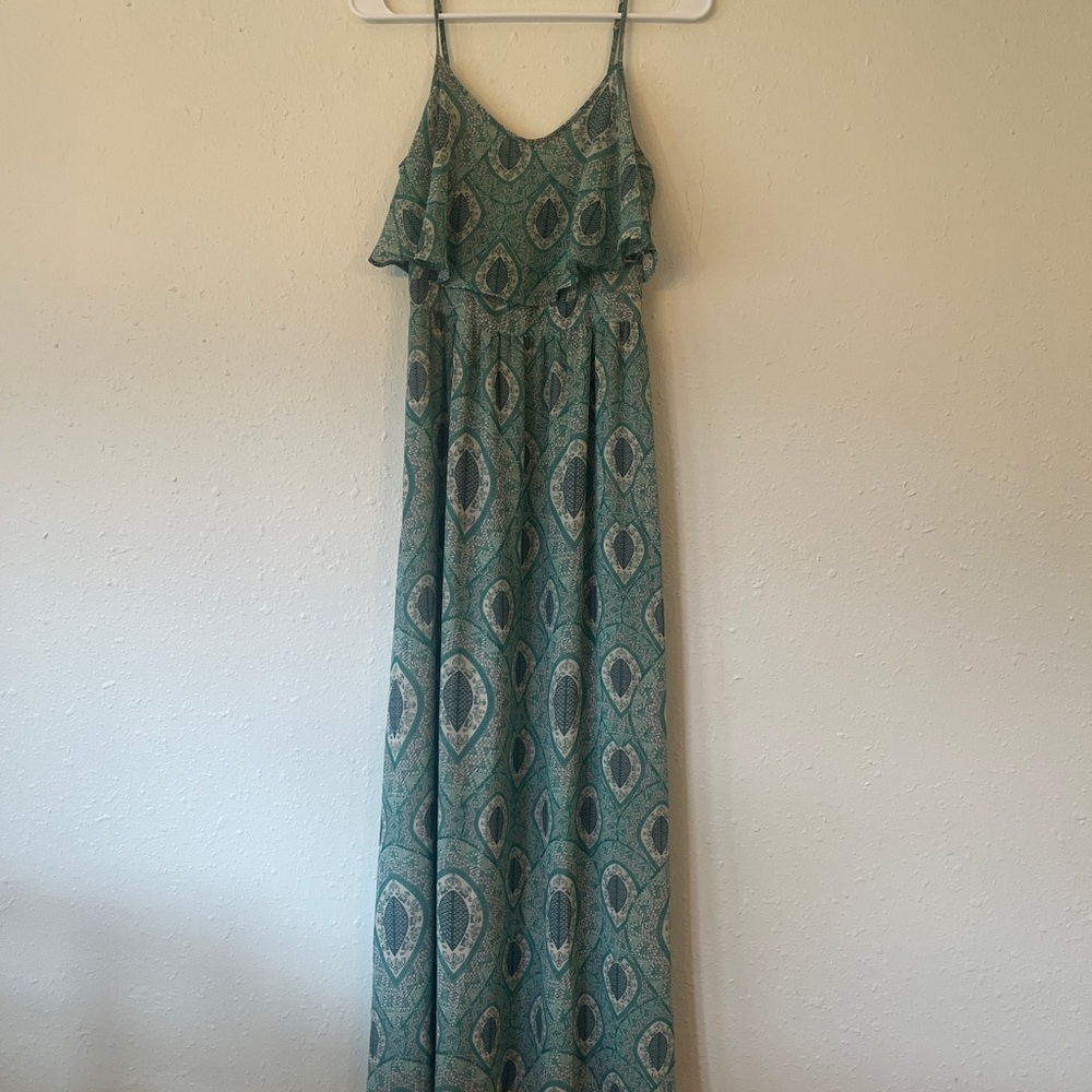 Love21 Teal Paisley Floor Length Maxi Dress- Size XS